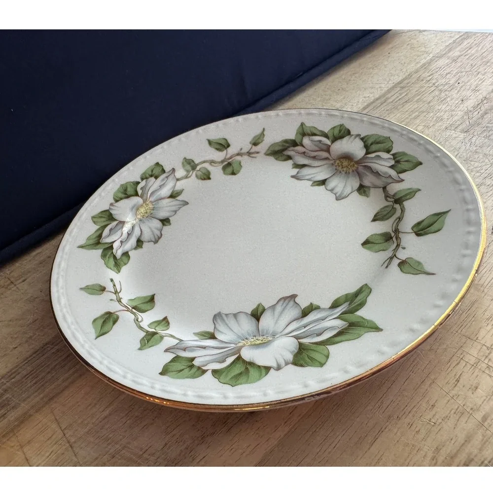 Homer Laughlin Eggshell Georgian Cotillion Floral 6 Inch Bread Plate USA Vintage